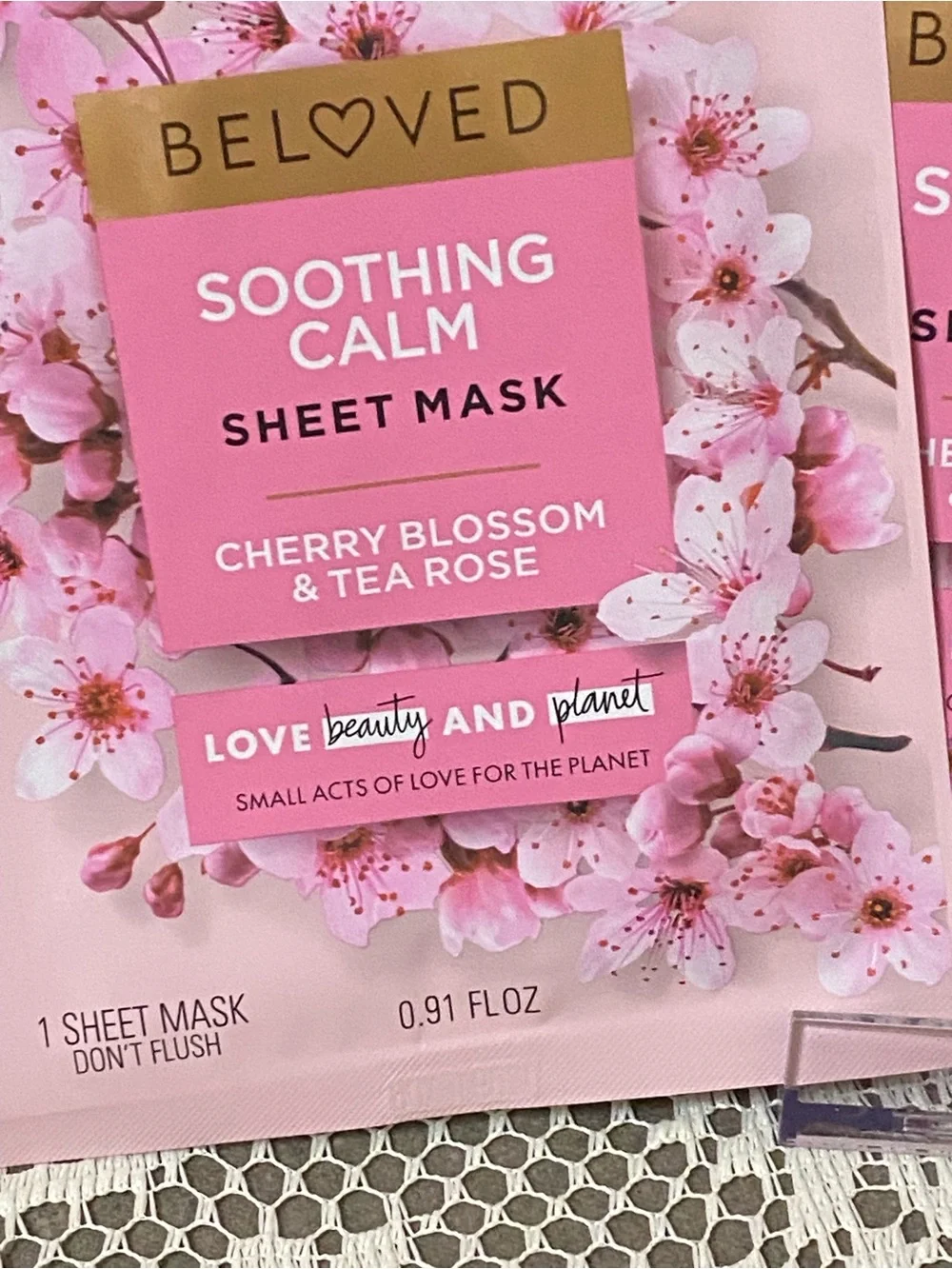 Beloved Soothing Calm Sheet Mask - Cherry Blossom & Tea Rose (Pink) 5 mask